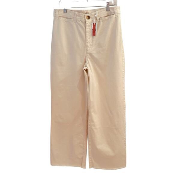 Marine Layer Bridget Raw Edge Cream Full Length Pants Size 14 - Picture 3 of 10
